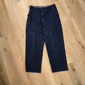 Y2K Retro Plain Back High Rise Barrel Ankle Jeans Womens 8 Dark Wash Minimalist